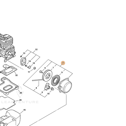ECHO part A051000190 — IPL diagram snippet (6x zoom, amber highlight)