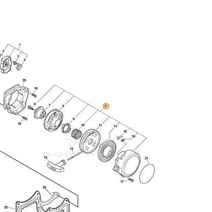 ECHO part A051000361 — IPL diagram snippet (6x zoom, amber highlight)