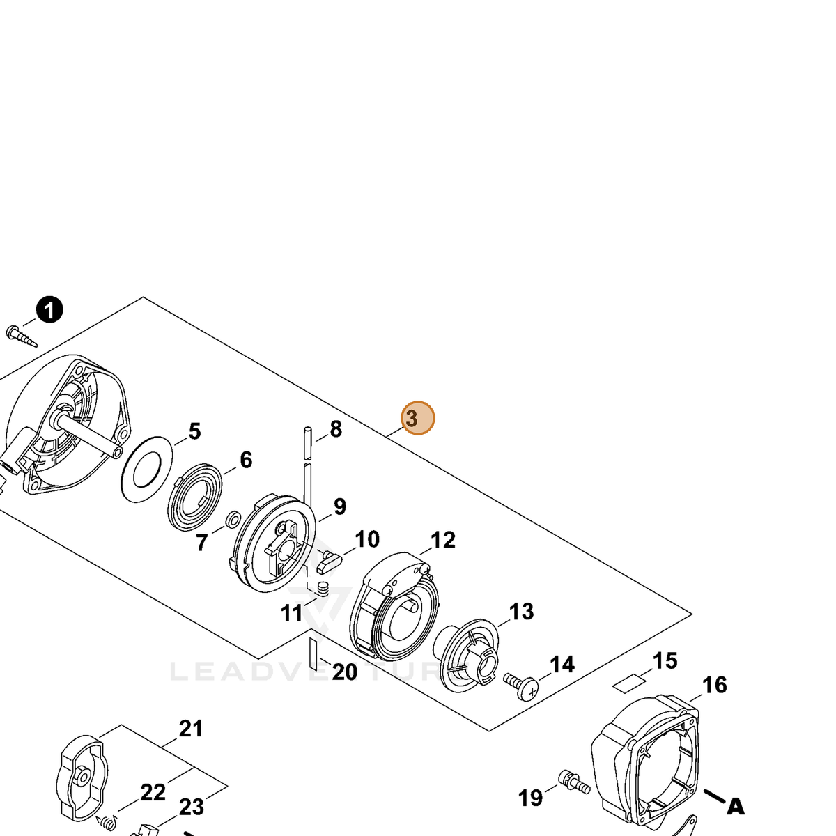 ECHO part A051000521 — IPL diagram snippet (6x zoom, amber highlight)