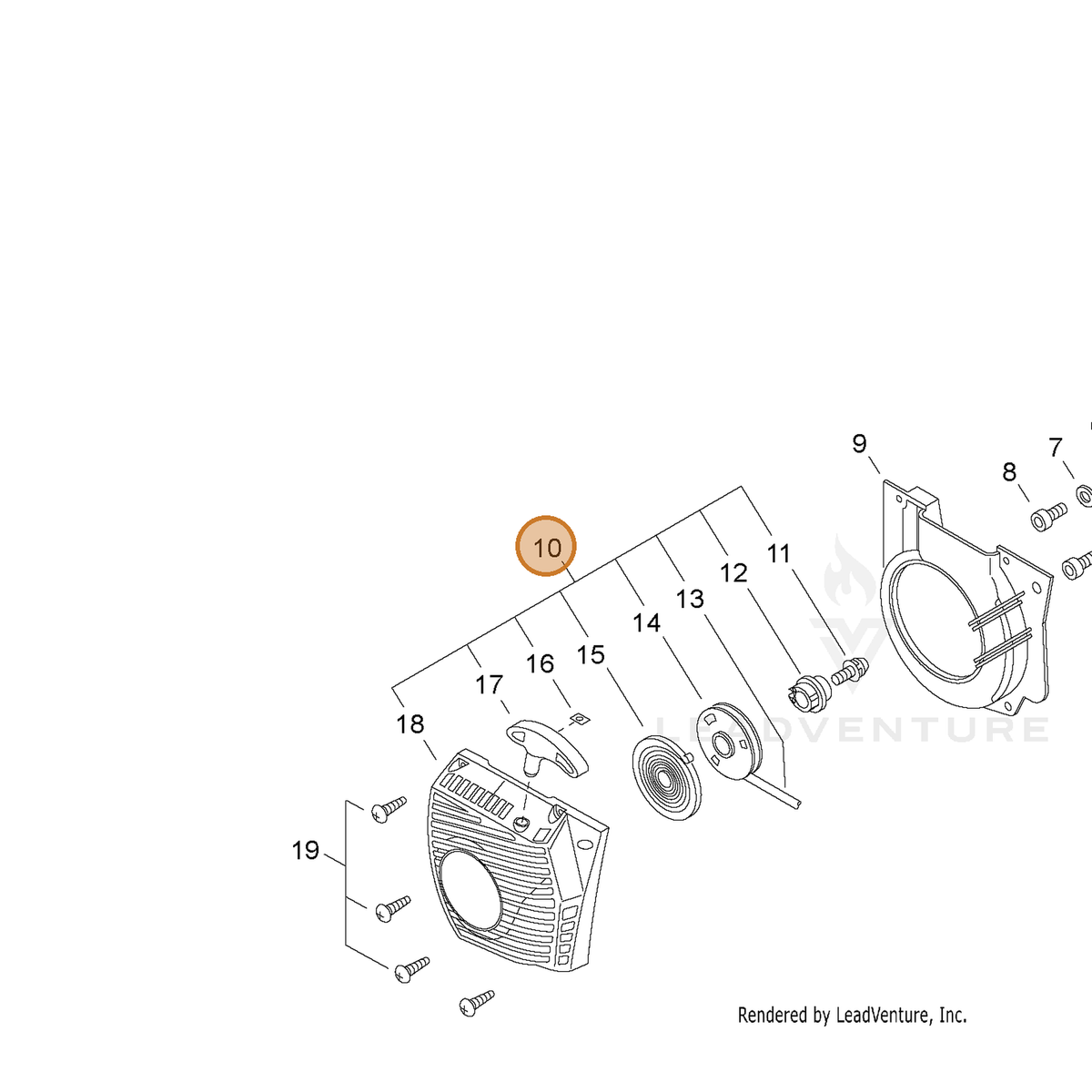 ECHO part A051000581 — IPL diagram snippet (6x zoom, amber highlight)