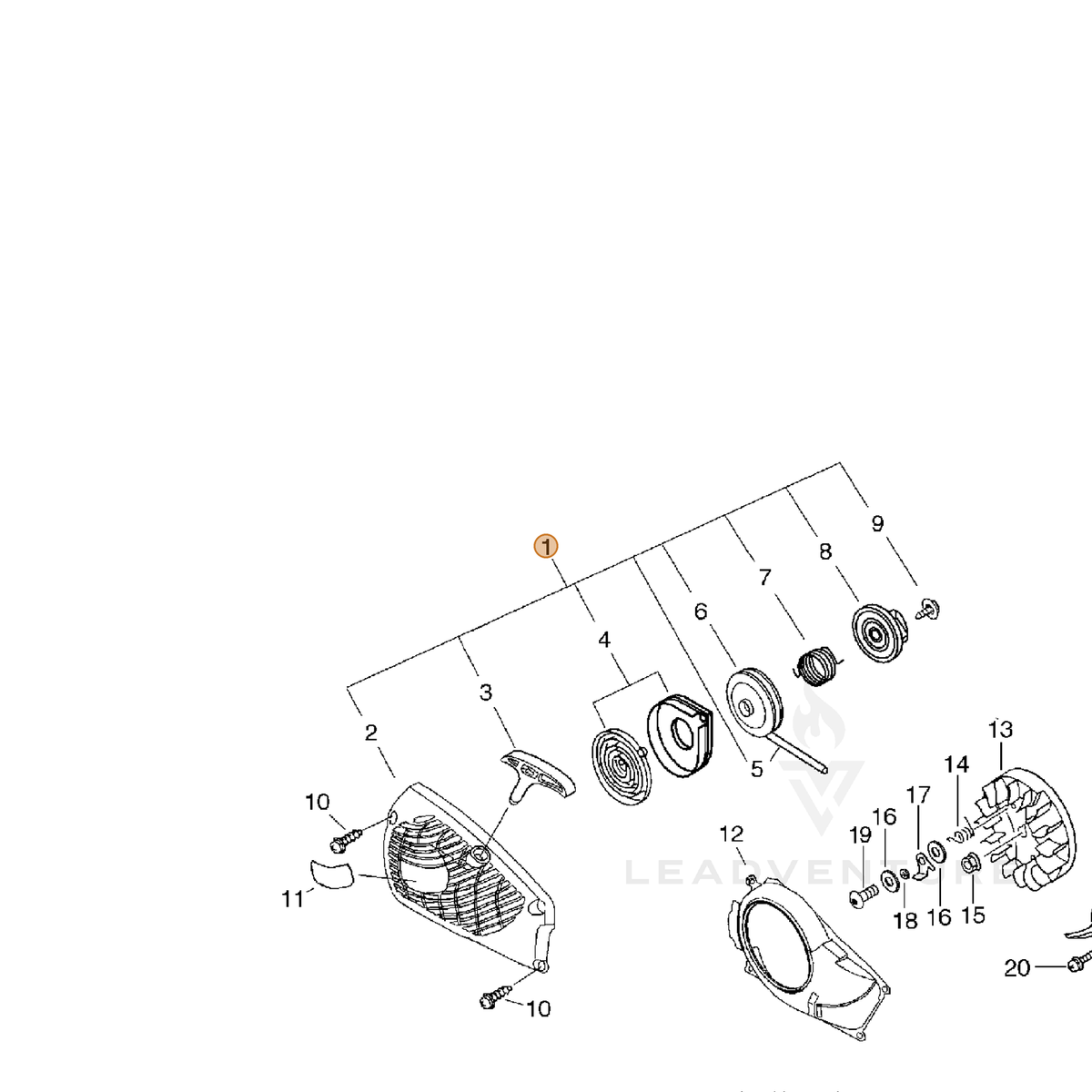 ECHO part A051000794 — IPL diagram snippet (6x zoom, amber highlight)