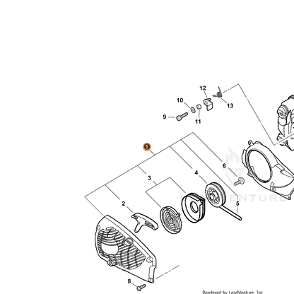 ECHO part A051000921 — IPL diagram snippet (6x zoom, amber highlight)