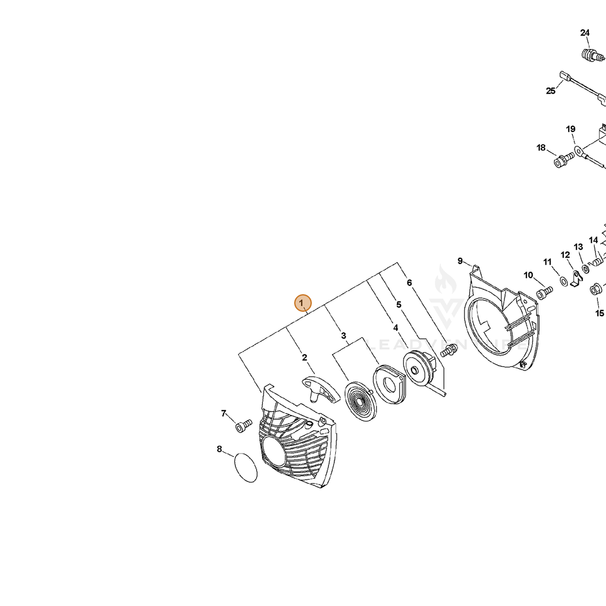 ECHO part A051000982 — IPL diagram snippet (6x zoom, amber highlight)