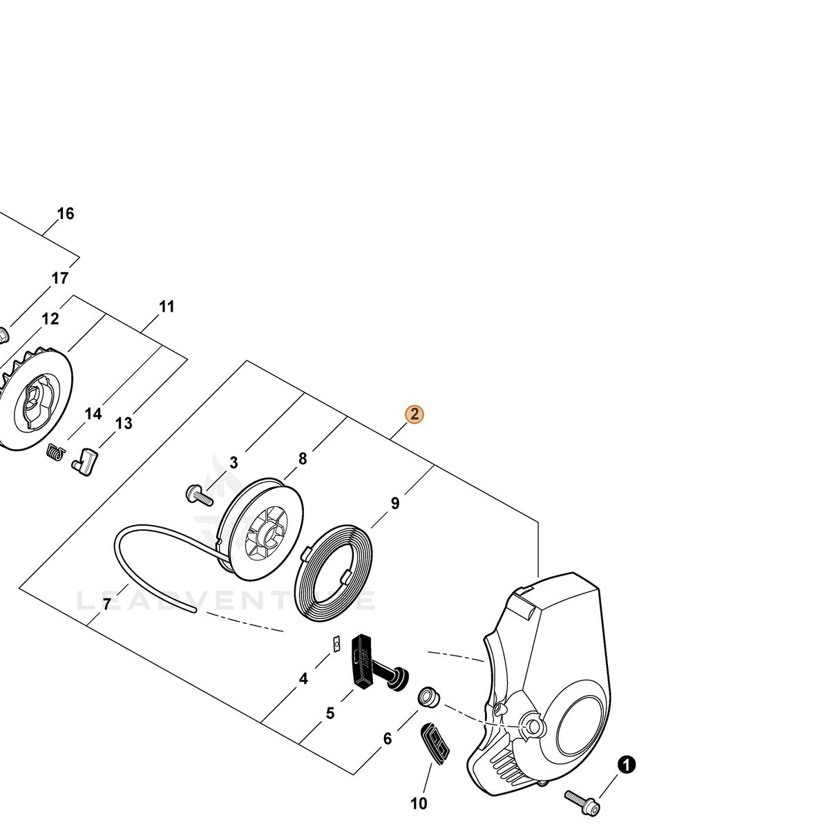 ECHO part A051001060 — IPL diagram snippet (6x zoom, amber highlight)