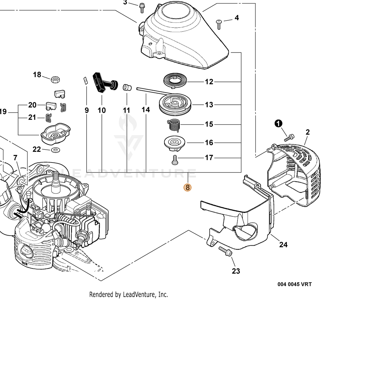 ECHO part A051001111 — IPL diagram snippet (6x zoom, amber highlight)