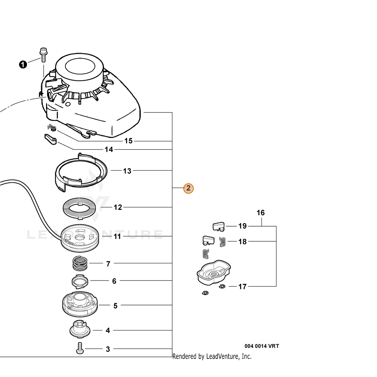 ECHO part A051001220 — IPL diagram snippet (6x zoom, amber highlight)