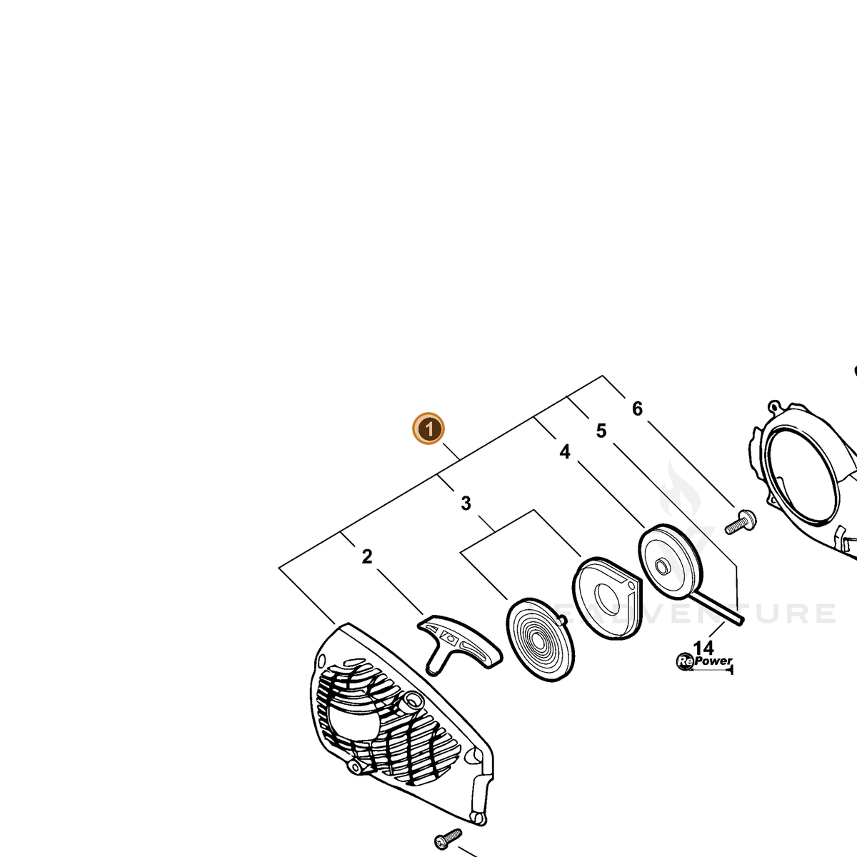 ECHO part A051001330 — IPL diagram snippet (6x zoom, amber highlight)