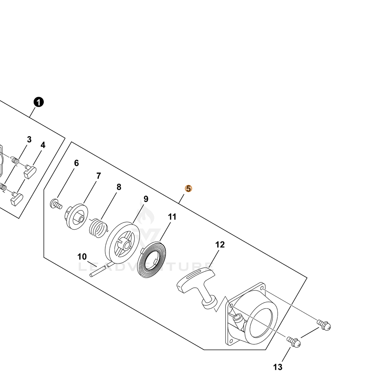 ECHO part A051001401 — IPL diagram snippet (6x zoom, amber highlight)