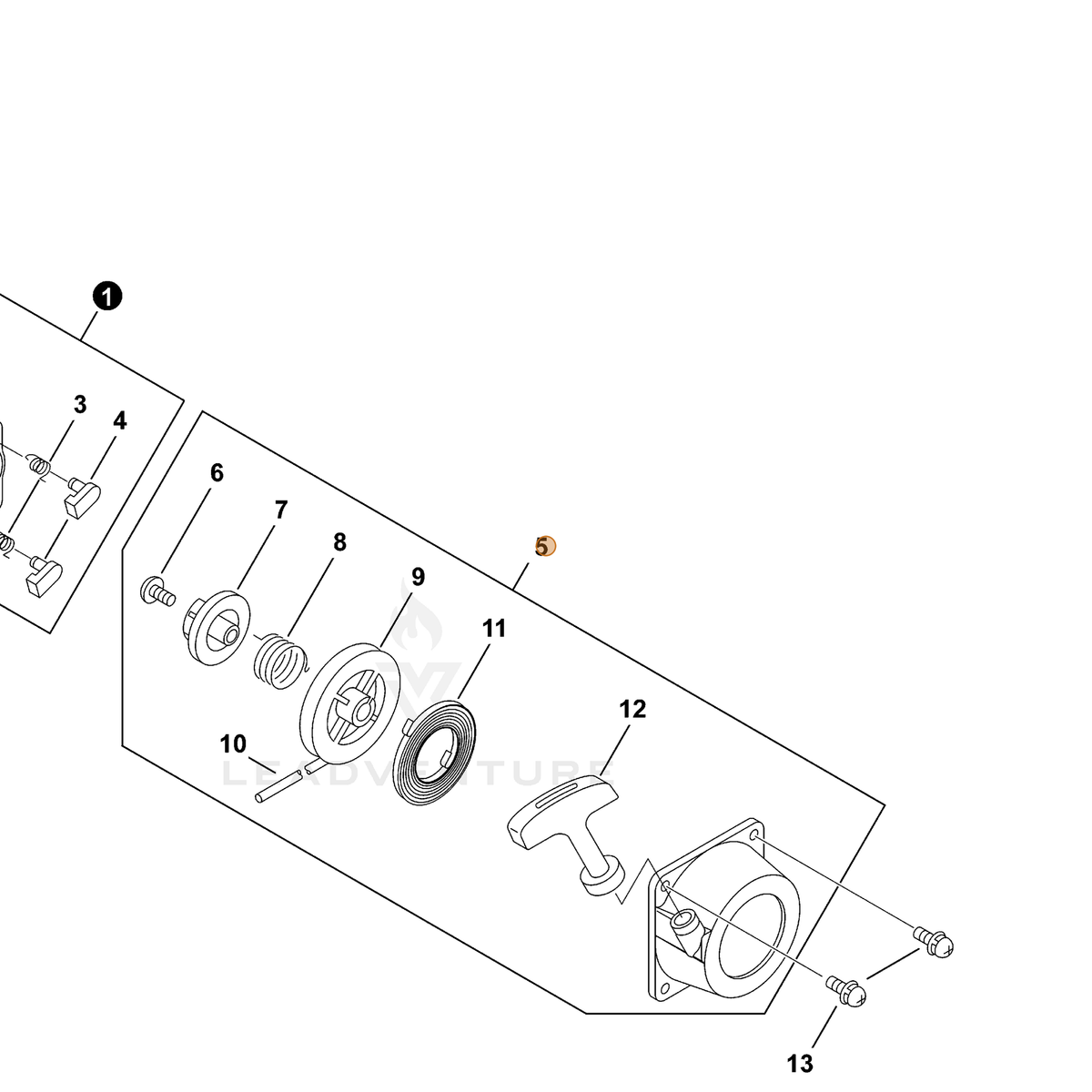 ECHO part A051001411 — IPL diagram snippet (6x zoom, amber highlight)