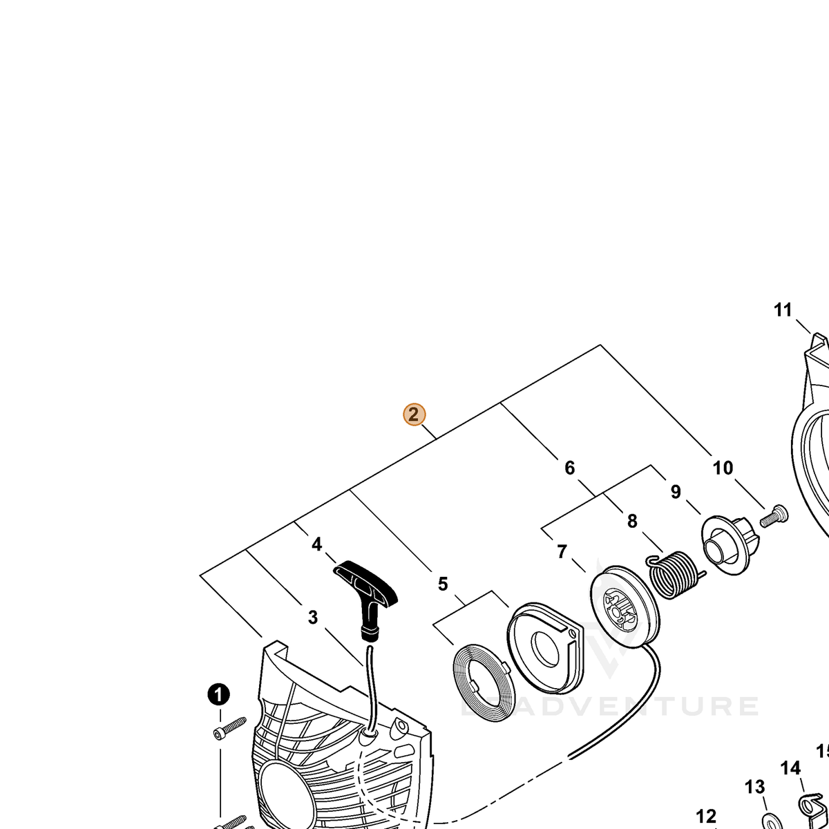 ECHO part A051001451 — IPL diagram snippet (6x zoom, amber highlight)
