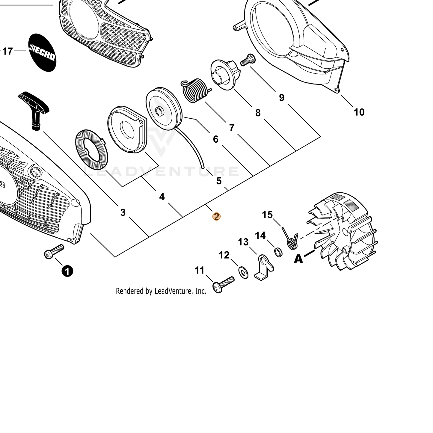 ECHO part A051002512 — IPL diagram snippet (6x zoom, amber highlight)