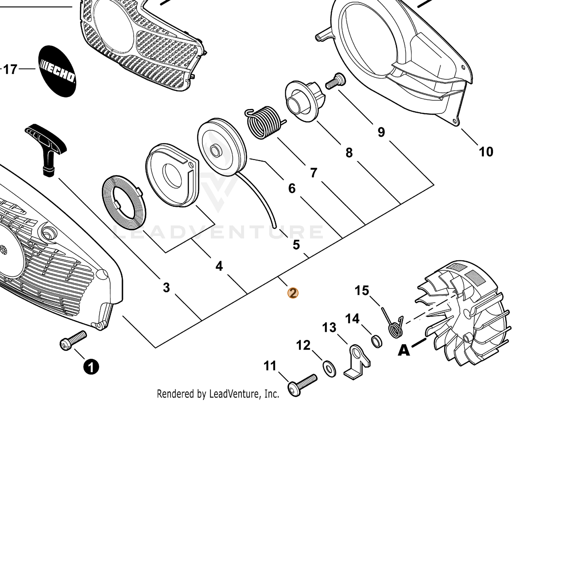 ECHO part A051002512 — IPL diagram snippet (6x zoom, amber highlight)