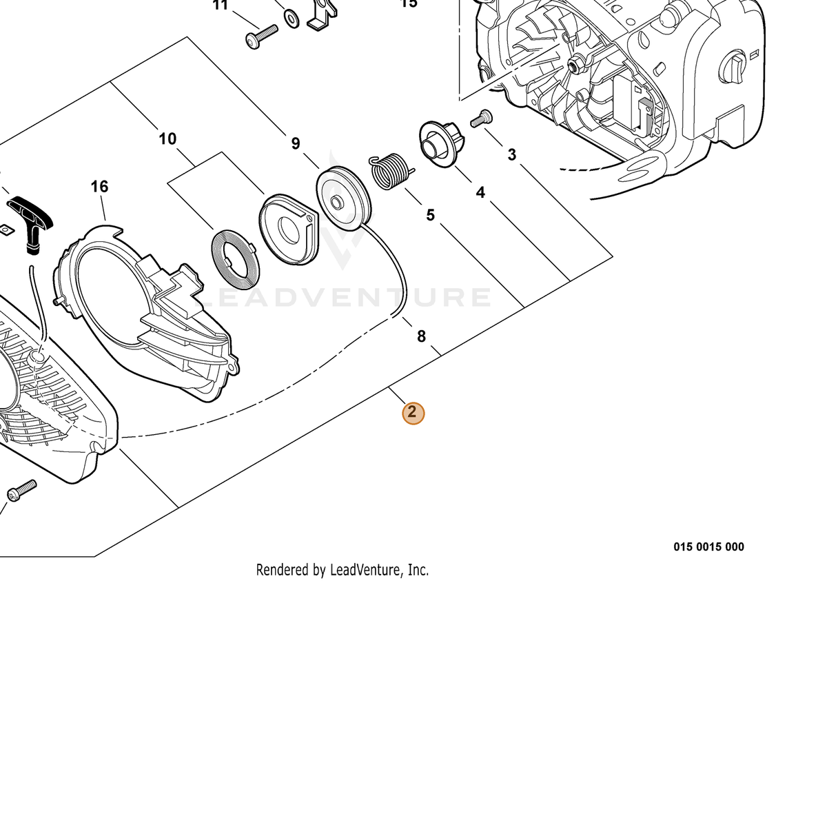 ECHO part A051002540 — IPL diagram snippet (6x zoom, amber highlight)