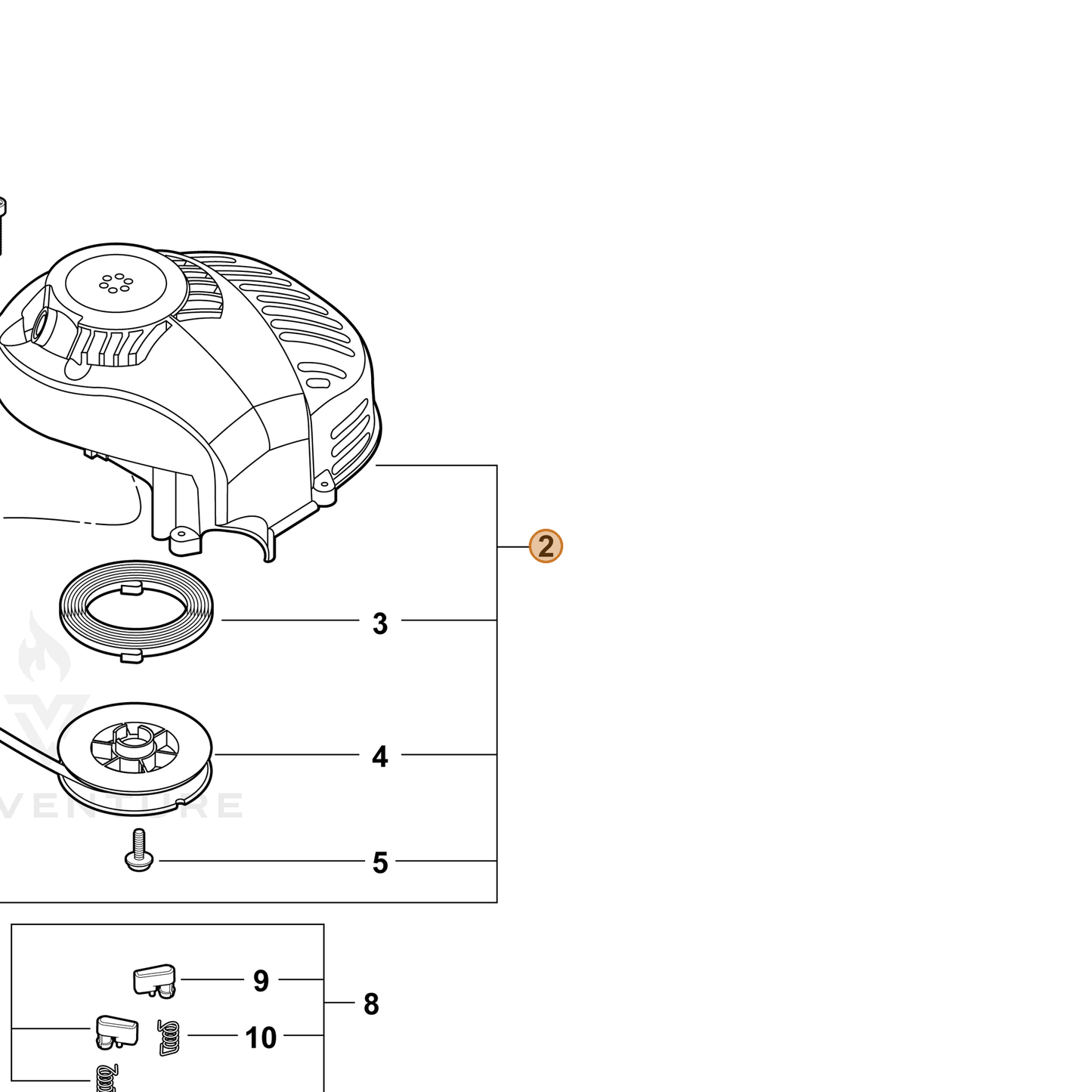 ECHO part A051002590 — IPL diagram snippet (6x zoom, amber highlight)