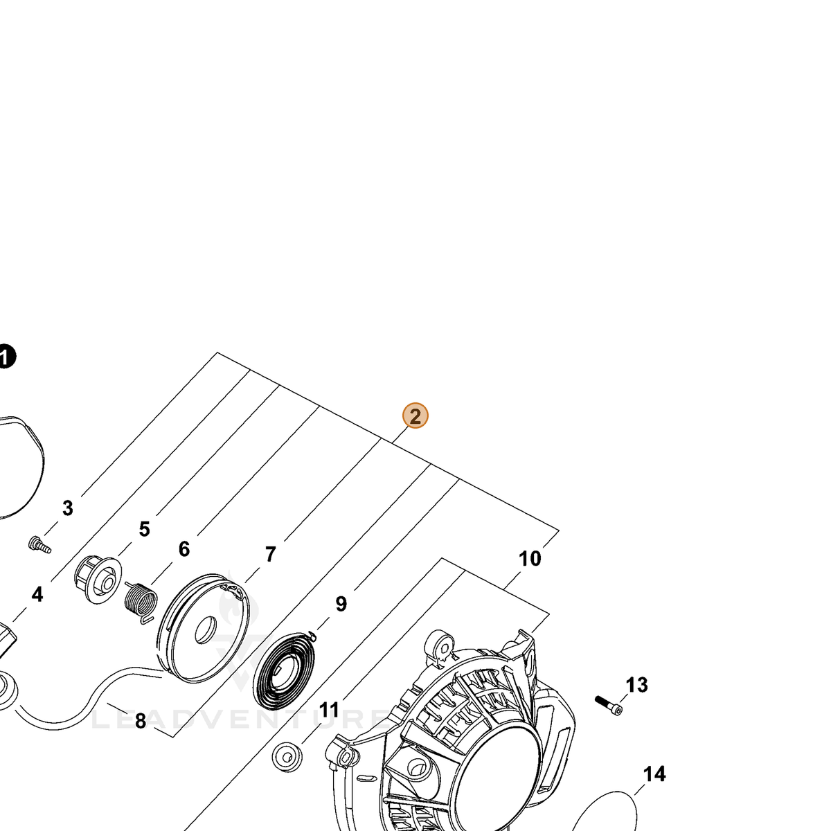 ECHO part A051002630 — IPL diagram snippet (6x zoom, amber highlight)