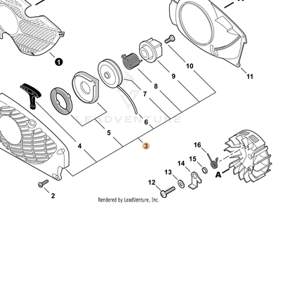 ECHO part A051003010 — IPL diagram snippet (6x zoom, amber highlight)