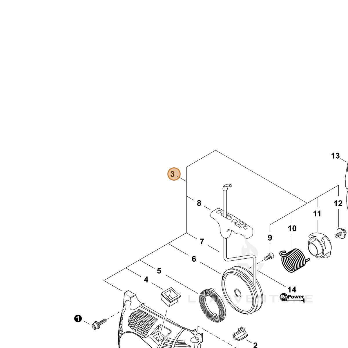 ECHO part A051003020 — IPL diagram snippet (6x zoom, amber highlight)