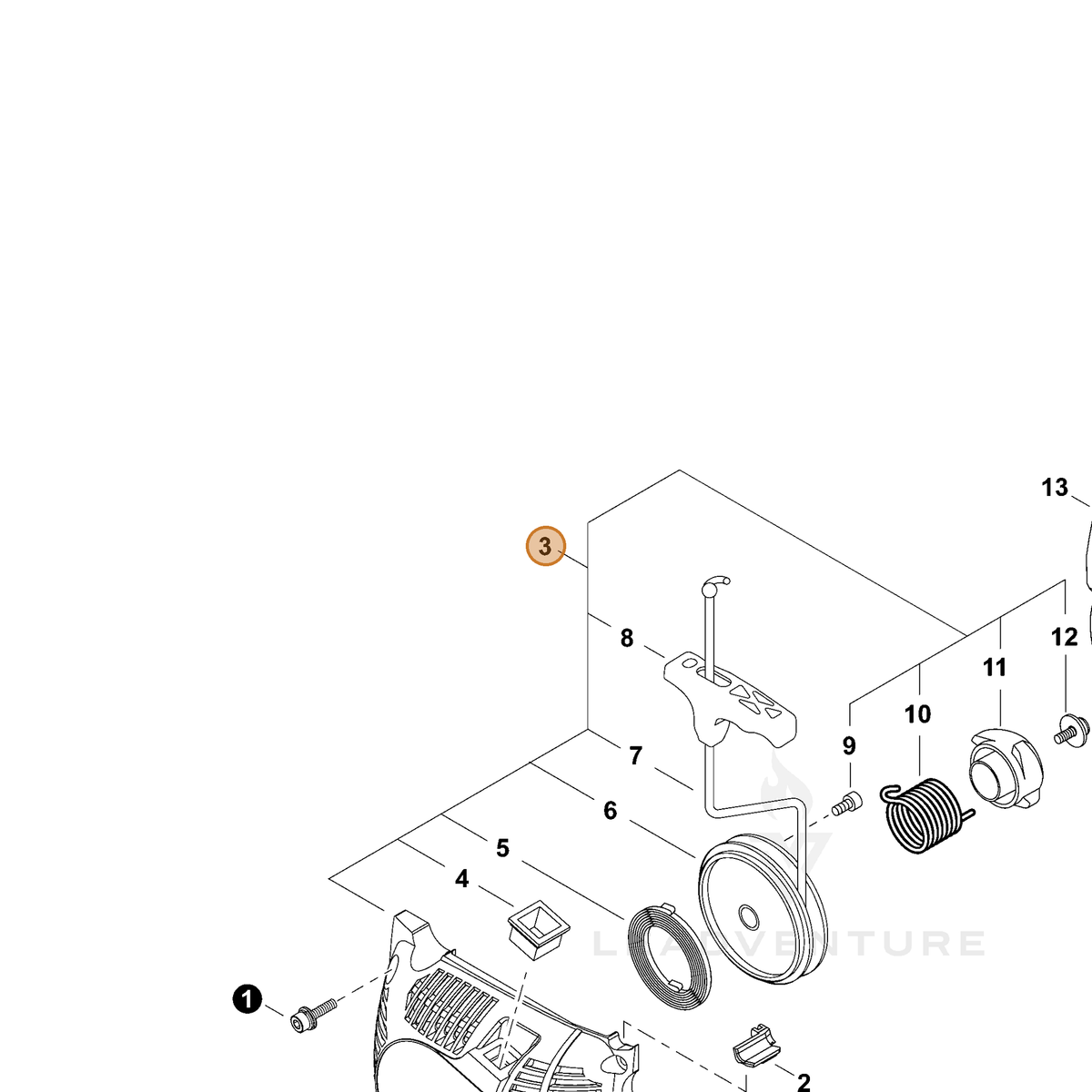 ECHO part A051003080 — IPL diagram snippet (6x zoom, amber highlight)