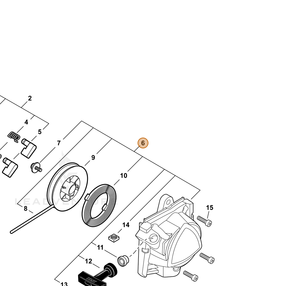 ECHO part A051003210 — IPL diagram snippet (6x zoom, amber highlight)