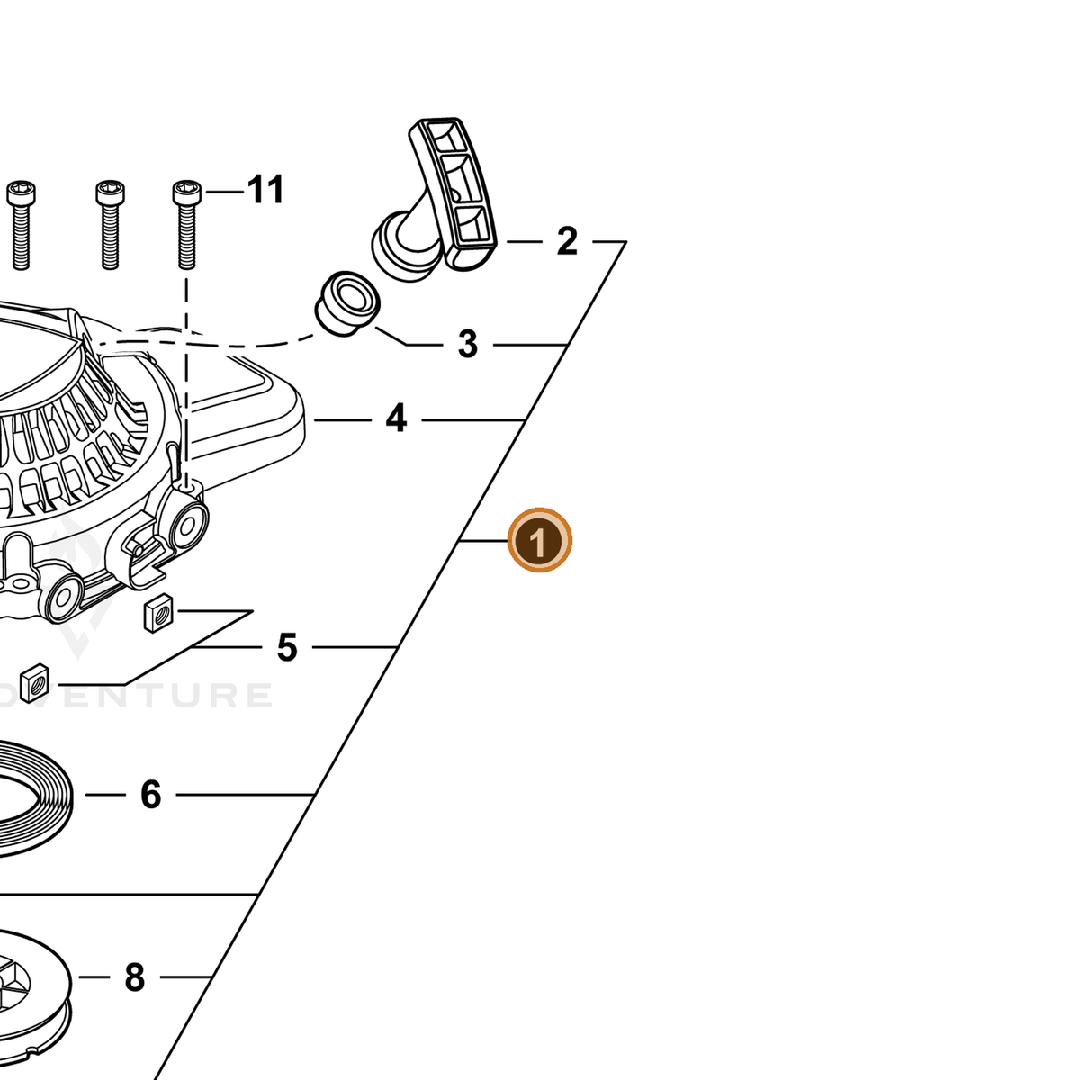 ECHO part A051003390 — IPL diagram snippet (6x zoom, amber highlight)