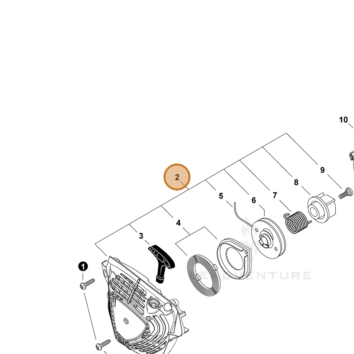 ECHO part A051003490 — IPL diagram snippet (6x zoom, amber highlight)