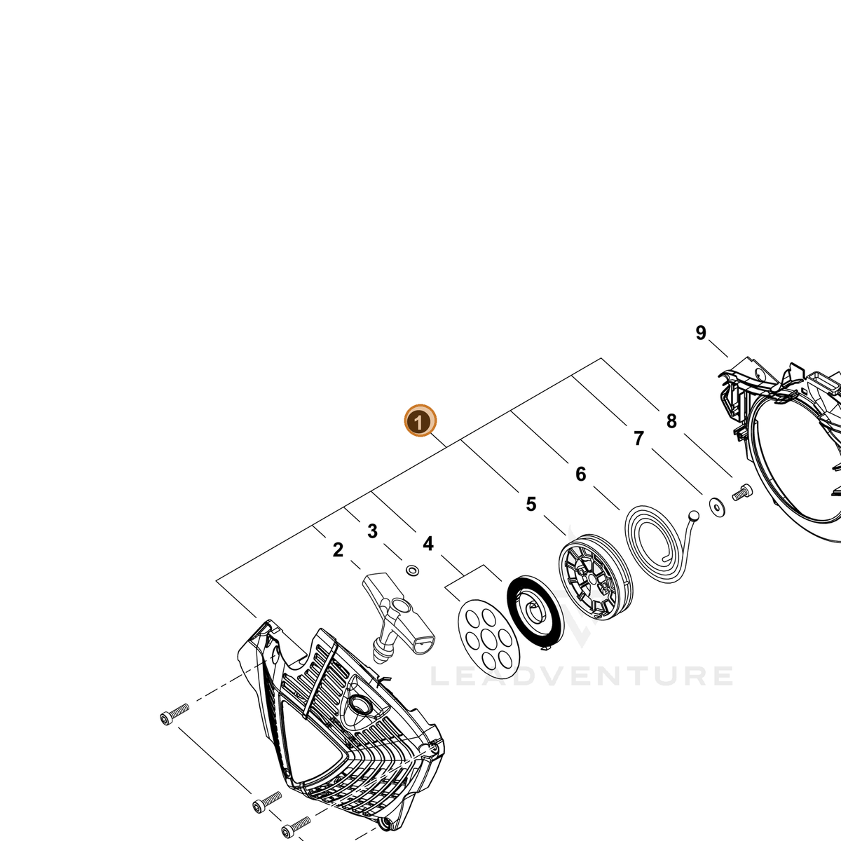 ECHO part A051003540 — IPL diagram snippet (6x zoom, amber highlight)