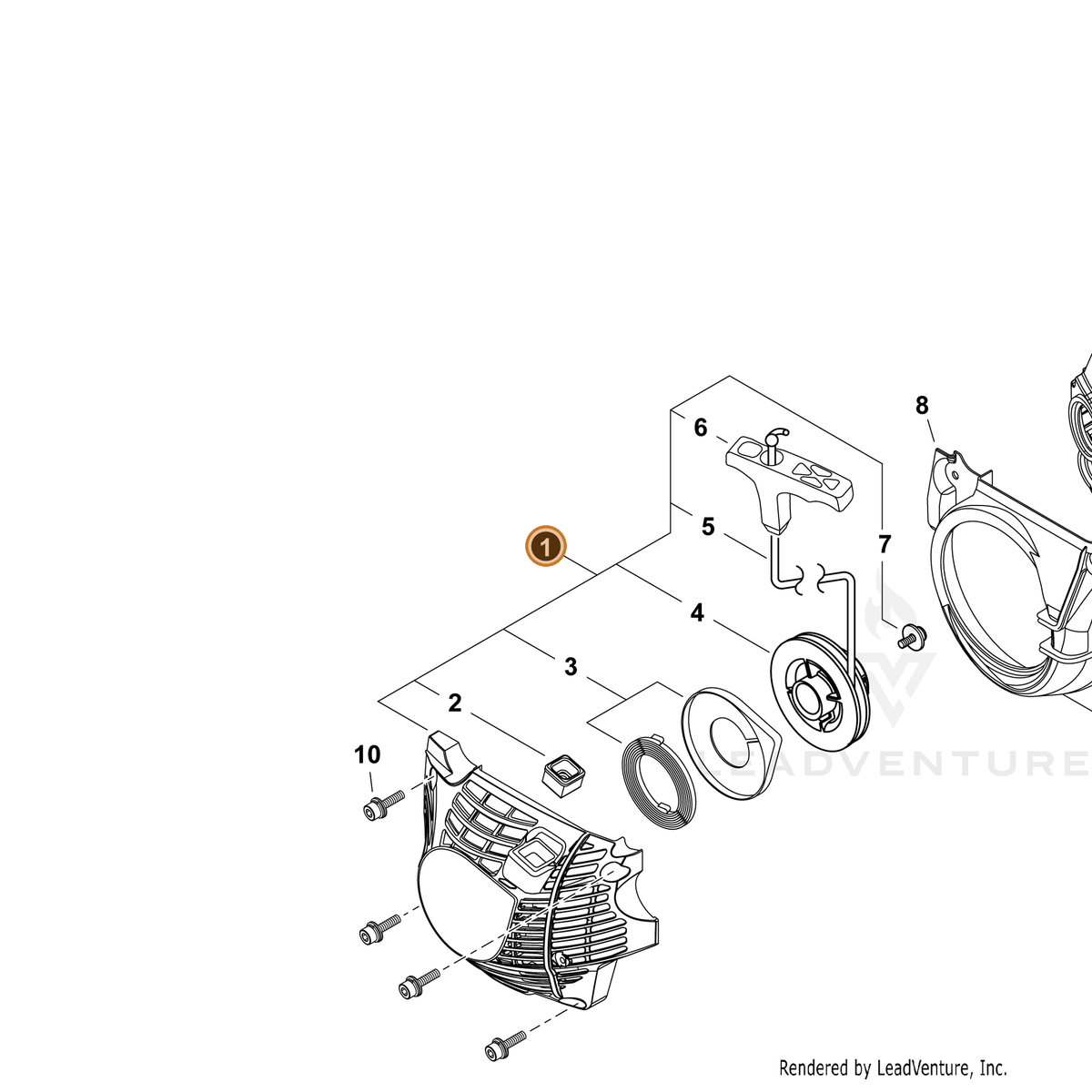 ECHO part A051003580 — IPL diagram snippet (6x zoom, amber highlight)
