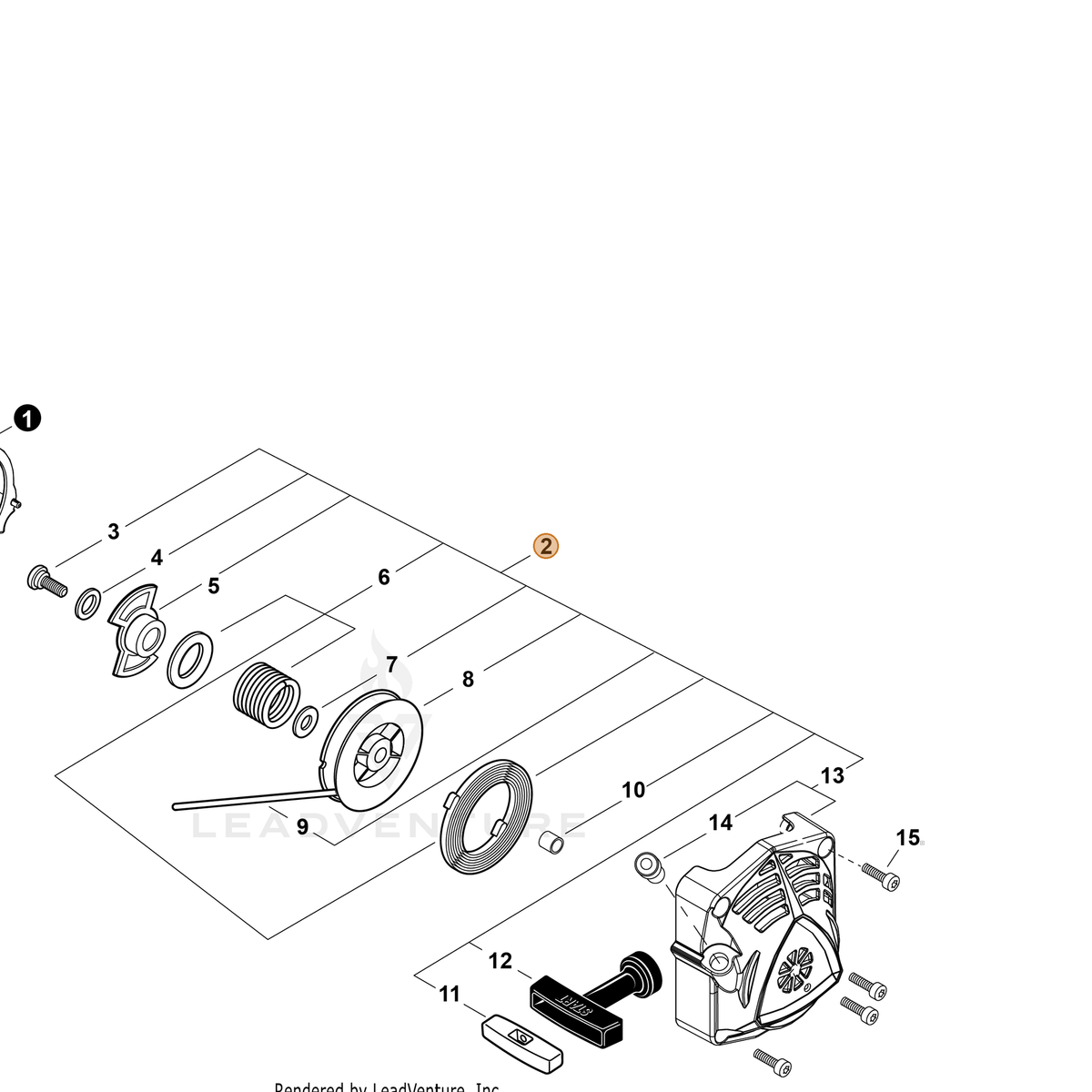 Echo part A051003701 — IPL diagram snippet (6x zoom, amber highlight)
