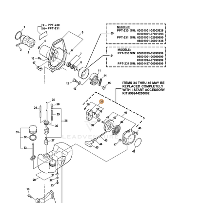 ECHO part A052000030 — IPL diagram snippet (6x zoom, amber highlight)