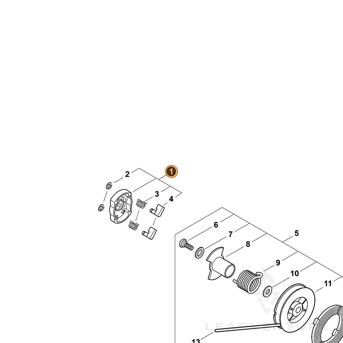 ECHO part A052000042 — IPL diagram snippet (6x zoom, amber highlight)