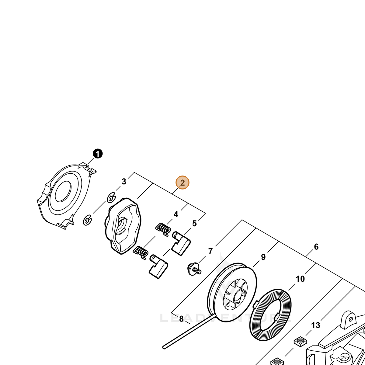 ECHO part A052000100 — IPL diagram snippet (6x zoom, amber highlight)
