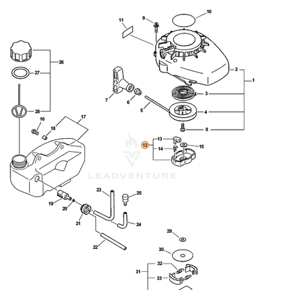 ECHO part A052000160 — IPL diagram snippet (6x zoom, amber highlight)