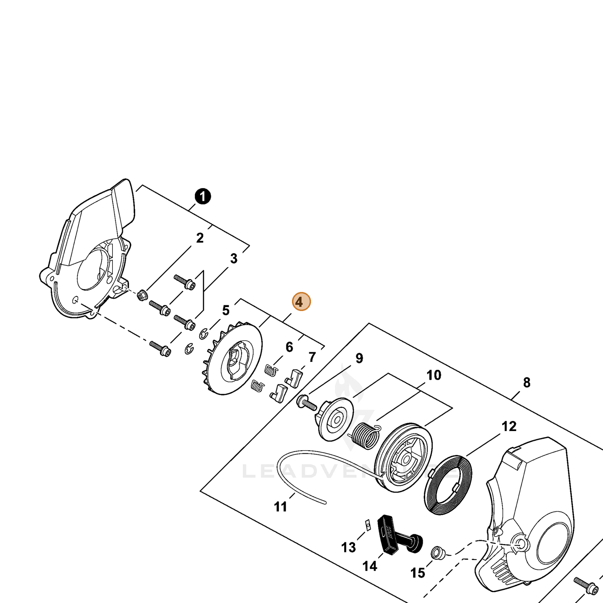 ECHO part A052000250 — IPL diagram snippet (6x zoom, amber highlight)