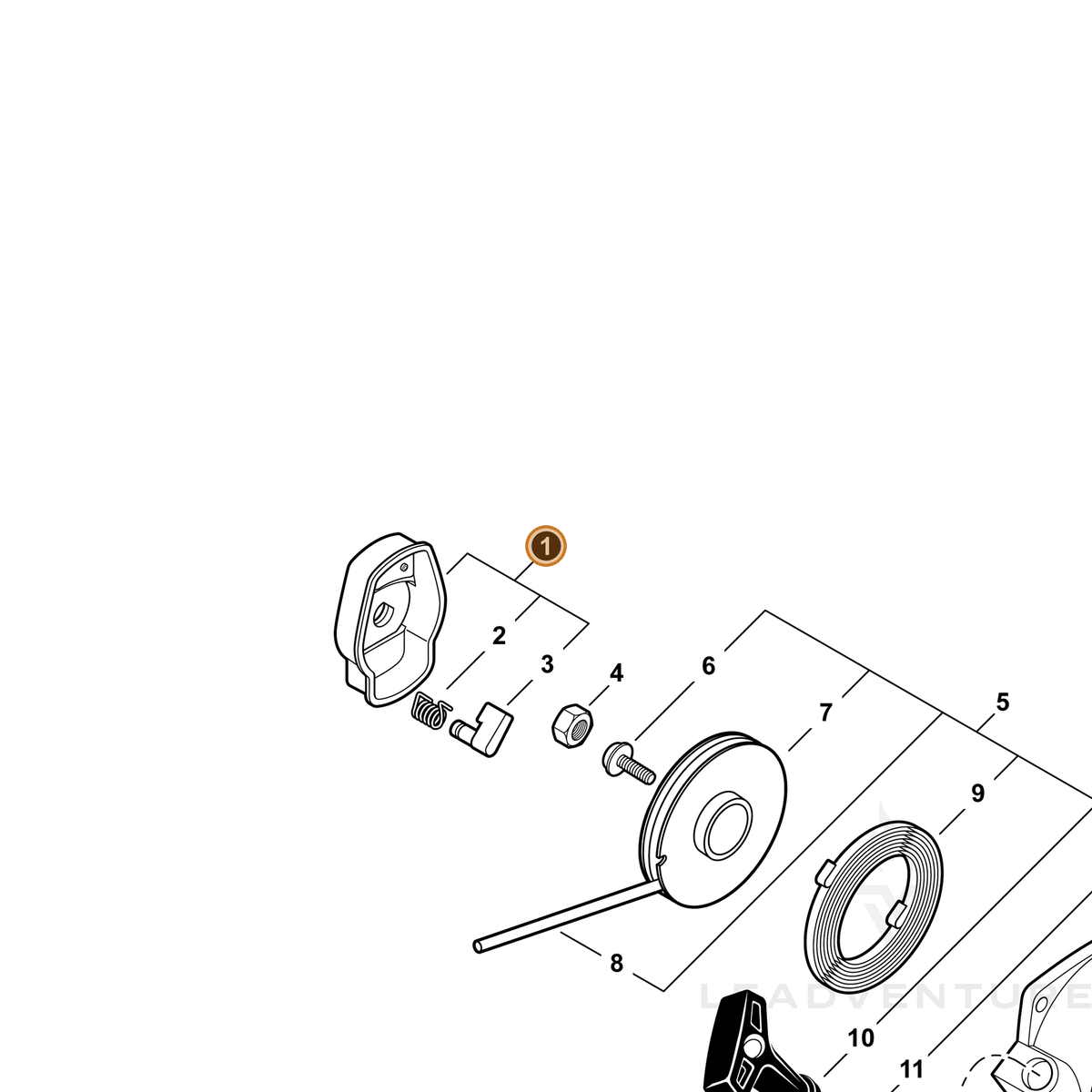 ECHO part A052000280 — IPL diagram snippet (6x zoom, amber highlight)