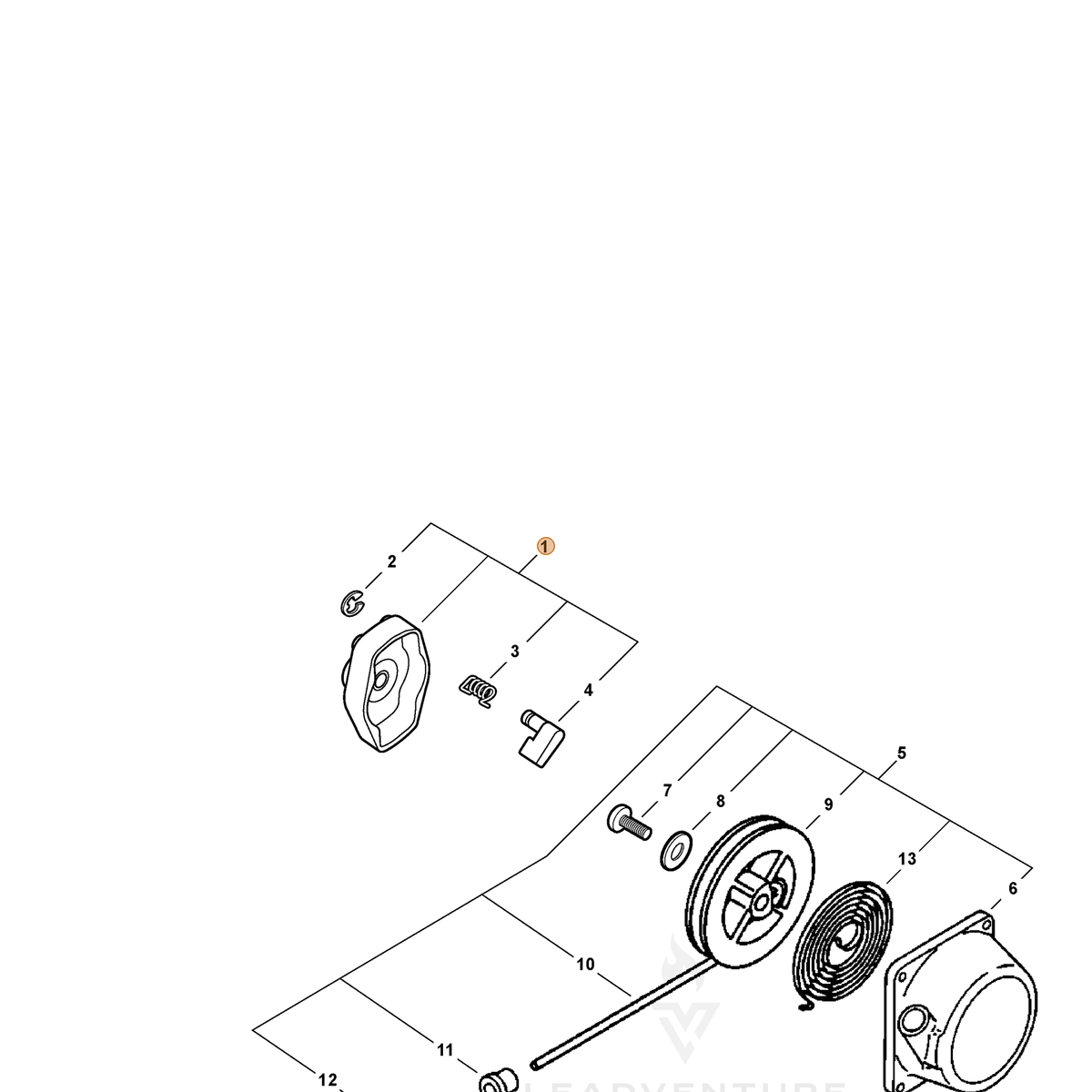 ECHO part A052000470 — IPL diagram snippet (6x zoom, amber highlight)