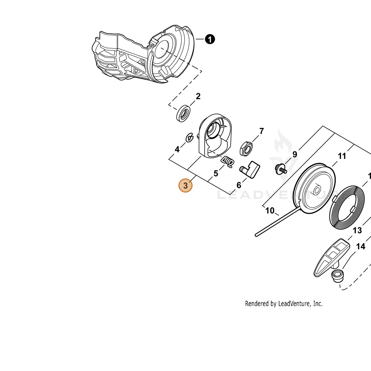 ECHO part A052000520 — IPL diagram snippet (6x zoom, amber highlight)