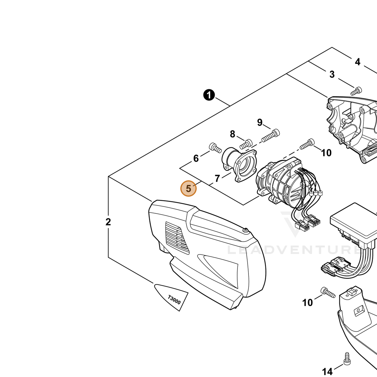 ECHO part A054000230 — IPL diagram snippet (6x zoom, amber highlight)