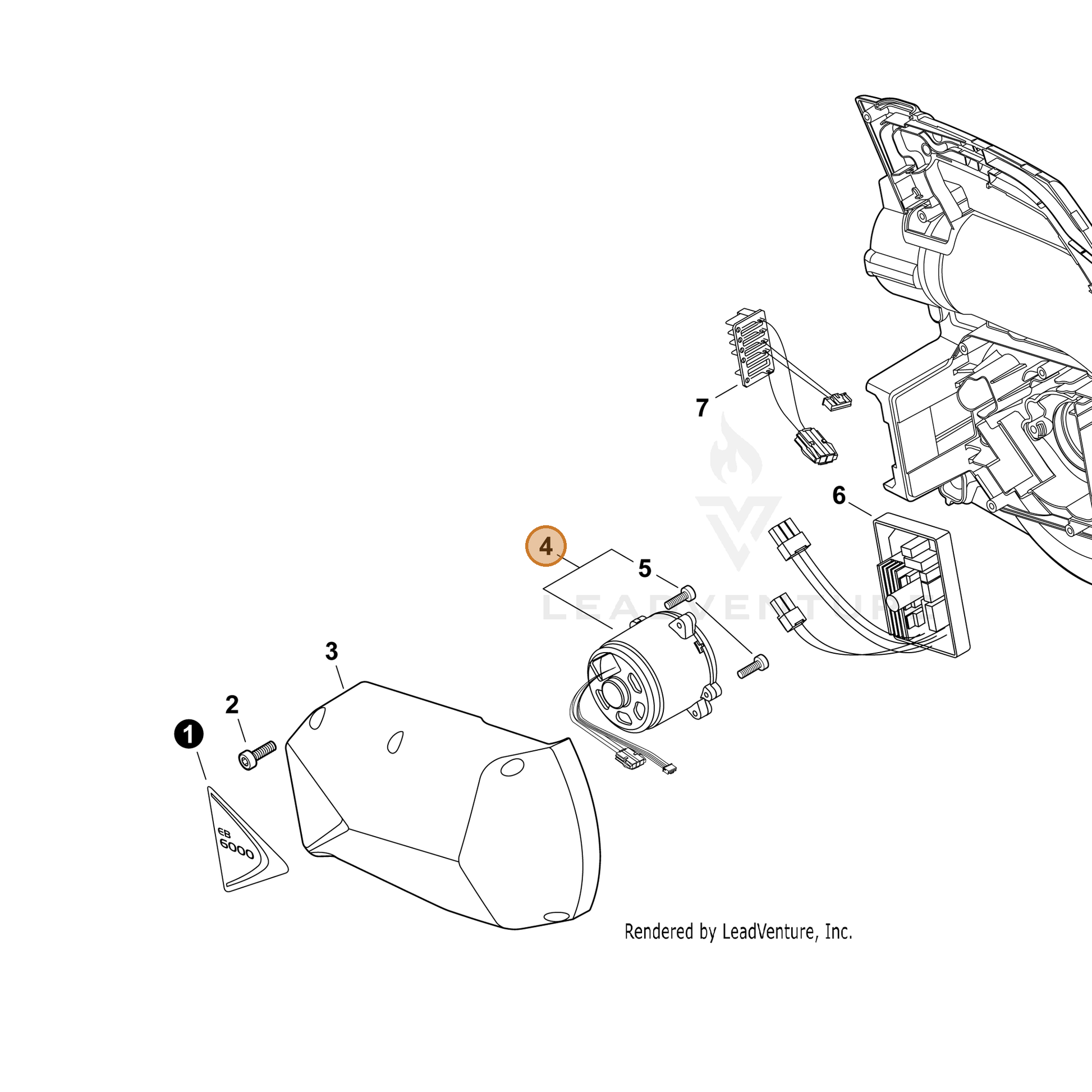 ECHO part A054000240 — IPL diagram snippet (6x zoom, amber highlight)
