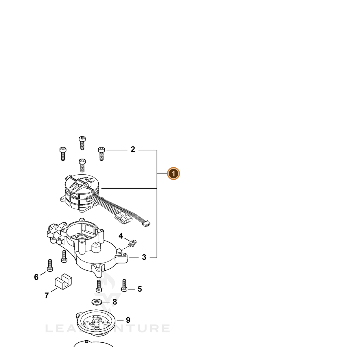 ECHO part A054000250 — IPL diagram snippet (6x zoom, amber highlight)