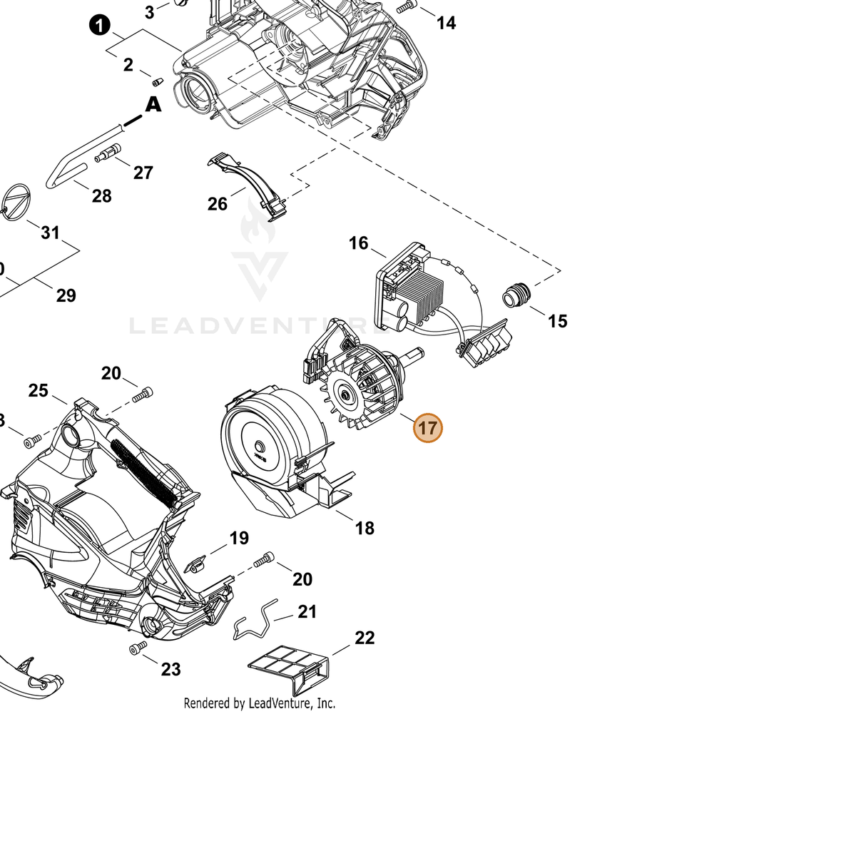 ECHO part A054000300 — IPL diagram snippet (6x zoom, amber highlight)