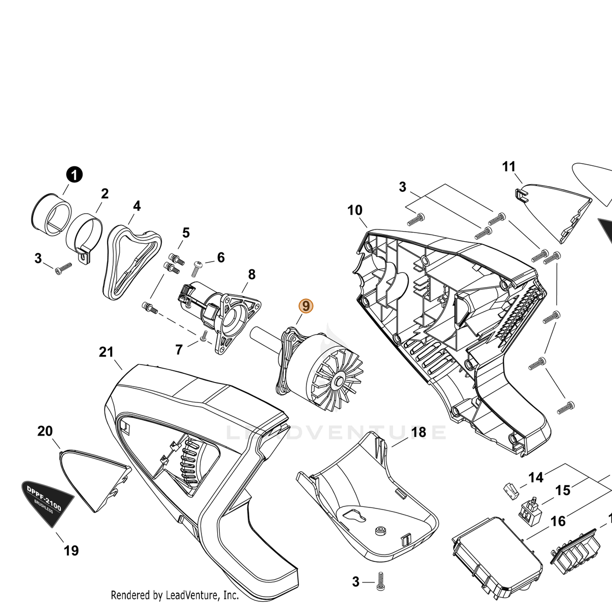 ECHO part A054000380 — IPL diagram snippet (6x zoom, amber highlight)
