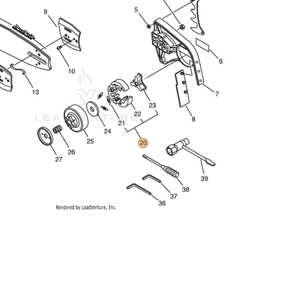 ECHO part A056000170 — IPL diagram snippet (6x zoom, amber highlight)
