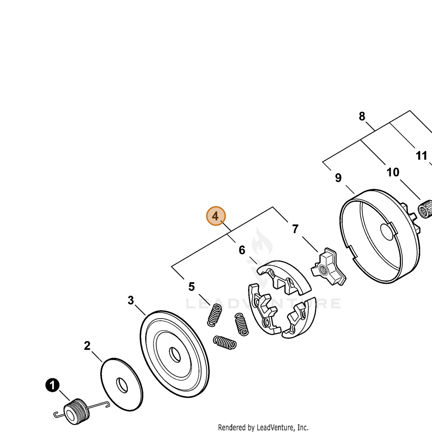 ECHO part A056000211 — IPL diagram snippet (6x zoom, amber highlight)