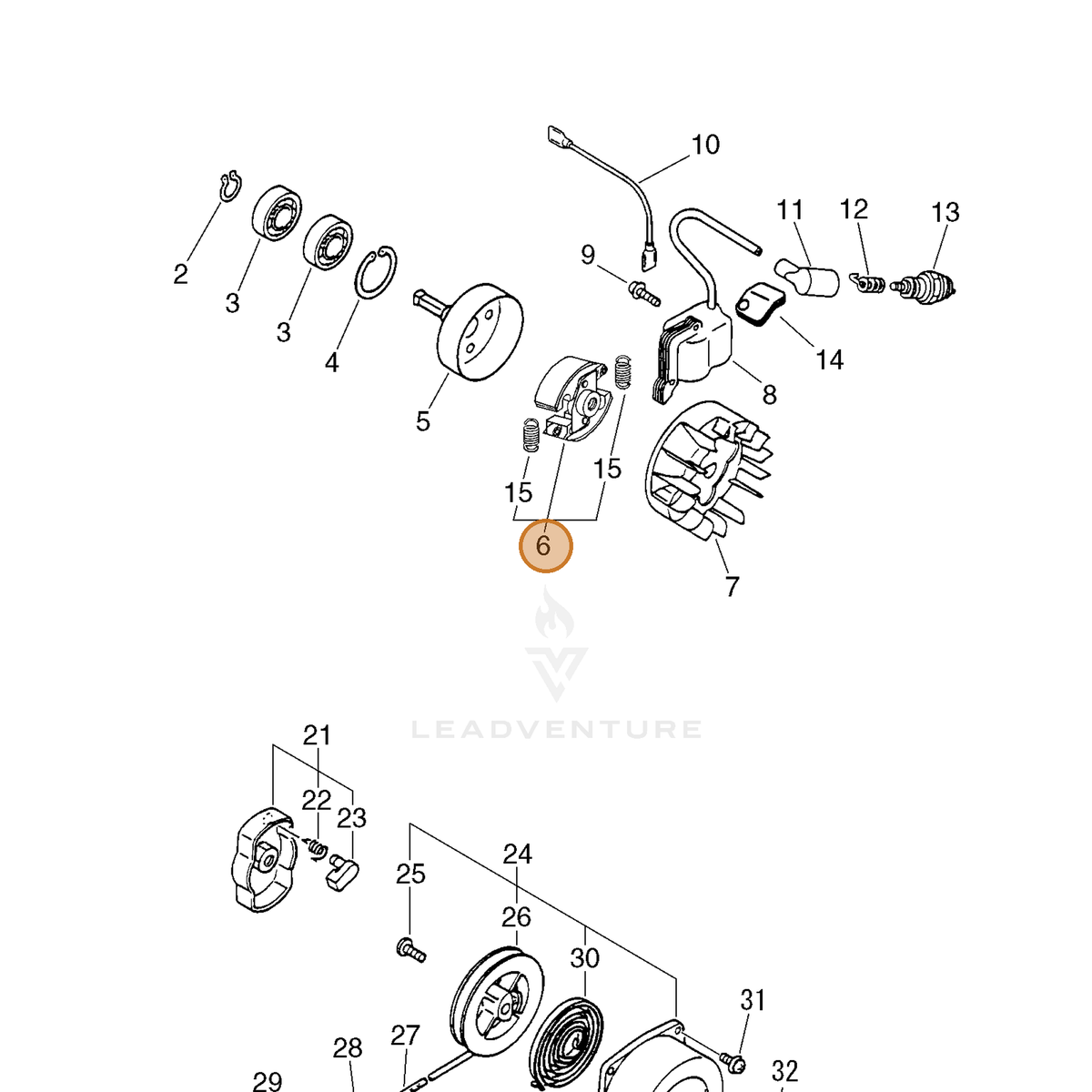 ECHO part A056000770 — IPL diagram snippet (6x zoom, amber highlight)