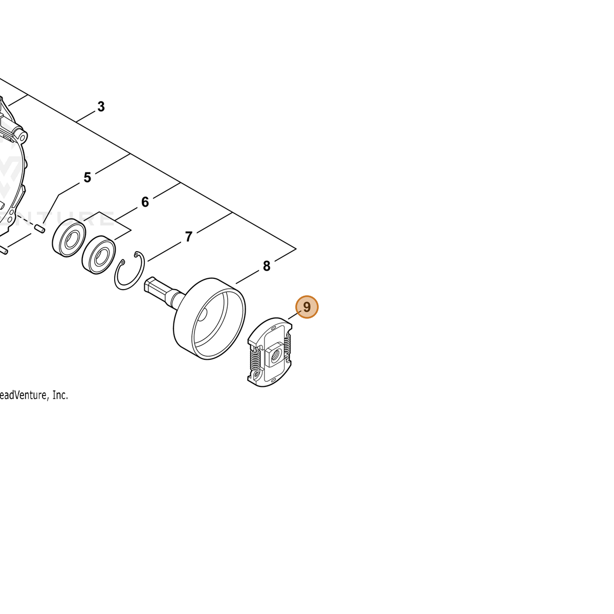 ECHO part A056000780 — IPL diagram snippet (6x zoom, amber highlight)