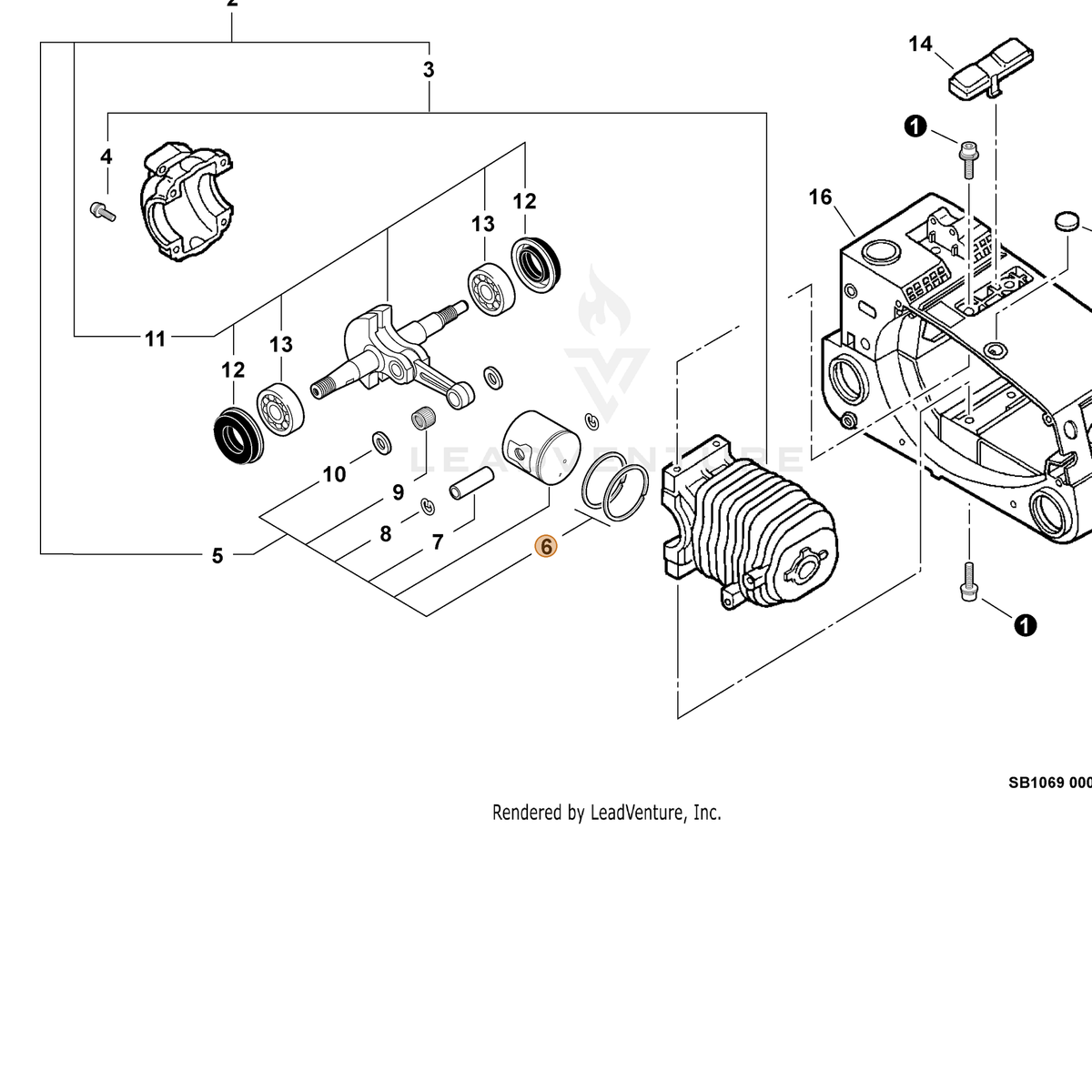 ECHO part A101000060 — IPL diagram snippet (6x zoom, amber highlight)
