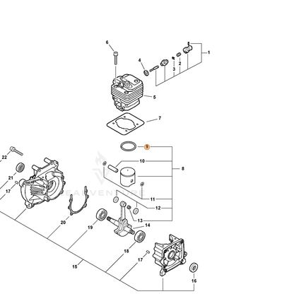 ECHO part A101000070 — IPL diagram snippet (6x zoom, amber highlight)