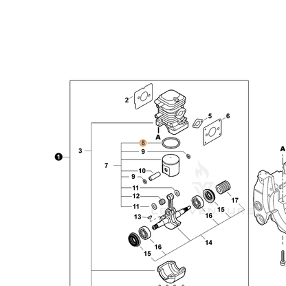 ECHO part A101000110 — IPL diagram snippet (6x zoom, amber highlight)