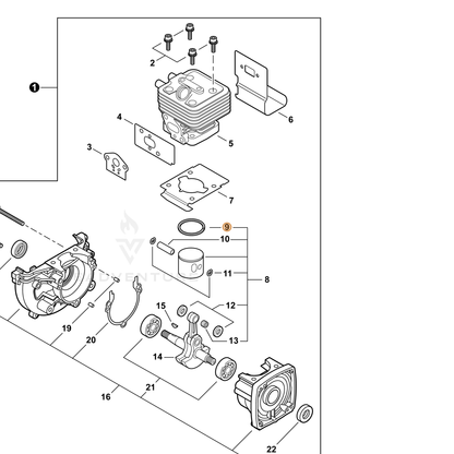ECHO part A101000170 — IPL diagram snippet (6x zoom, amber highlight)