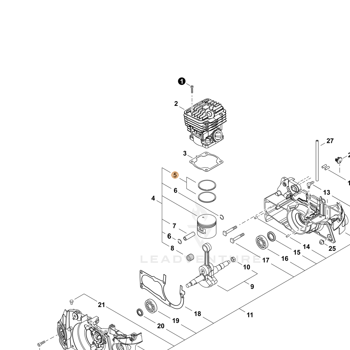 ECHO part A101000540 — IPL diagram snippet (6x zoom, amber highlight)